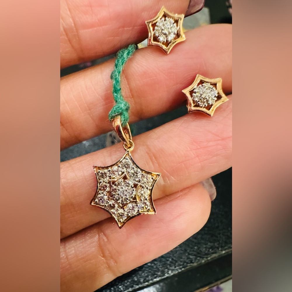14k diamond pendant set